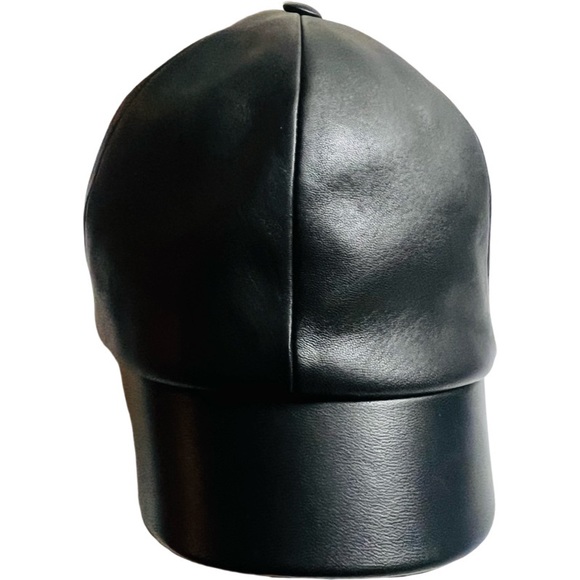 MARZI FIRENZE Leather Satin Lined Cap in Black O/S main image 7